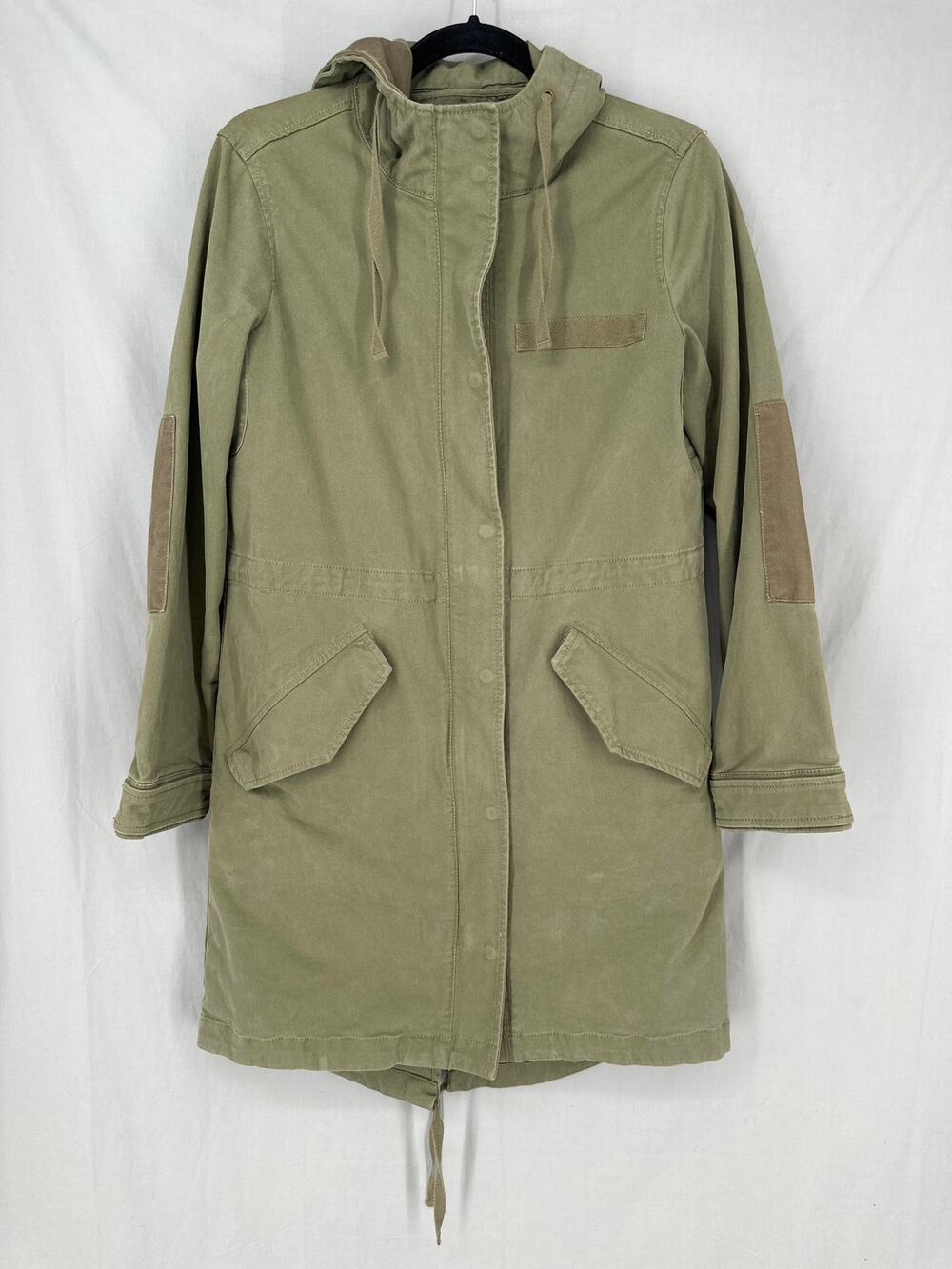 GAP Jacket Coat Womens XS Olive Green Lined Parka Utility Hooded Army Primaloft